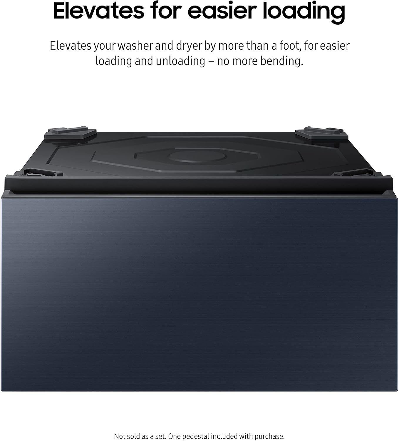 SAMSUNG 27-Inch Bespoke Front Load Washer Dryer Pedestal Stand w/ Pull Out Laundry Storage Drawer, WE502ND, Brushed Navy