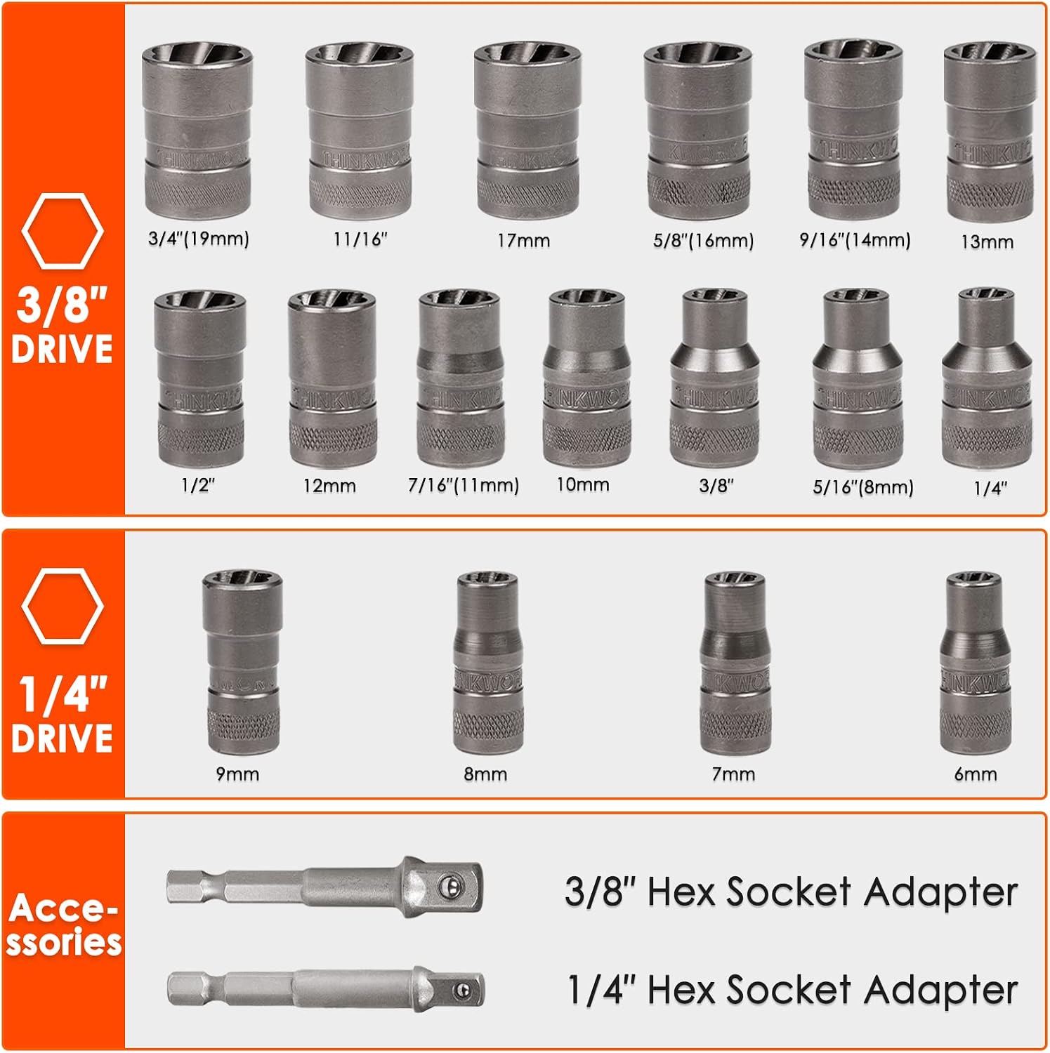 THINKWORK Broken Bolt Extractor Kit, 54 Pieces Easy Out Screw Extractor Set, Lug Nut Removal Tool with Left Hand Drill Bit Set for Removing Damaged, Frozen, Rusted, Rounded-Off Bolts, Nuts & Screws