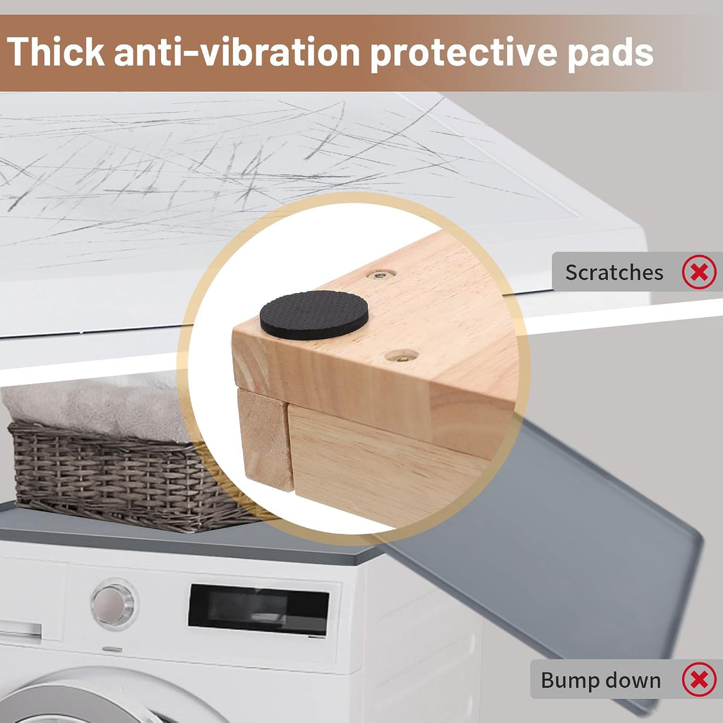 Murago Washer Dryer Countertop, 100% Natural Wood, Laundry Countertop Over Washer and Dryer, Laundry Machine Topper for Front Loaders, Fits All Major Brands, Anti Vibration Pads, 54' x 27.5' Black