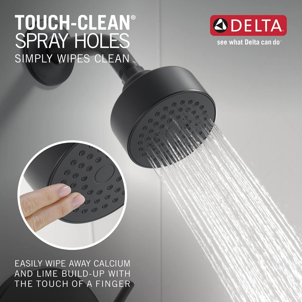 Delta Modern 14 Series Bathtub and Shower Faucet Set, Matte Black Shower Head and Handle Set, Valve Trim Kit, Matte Black T14459-BL-PP (Valve Not Included)