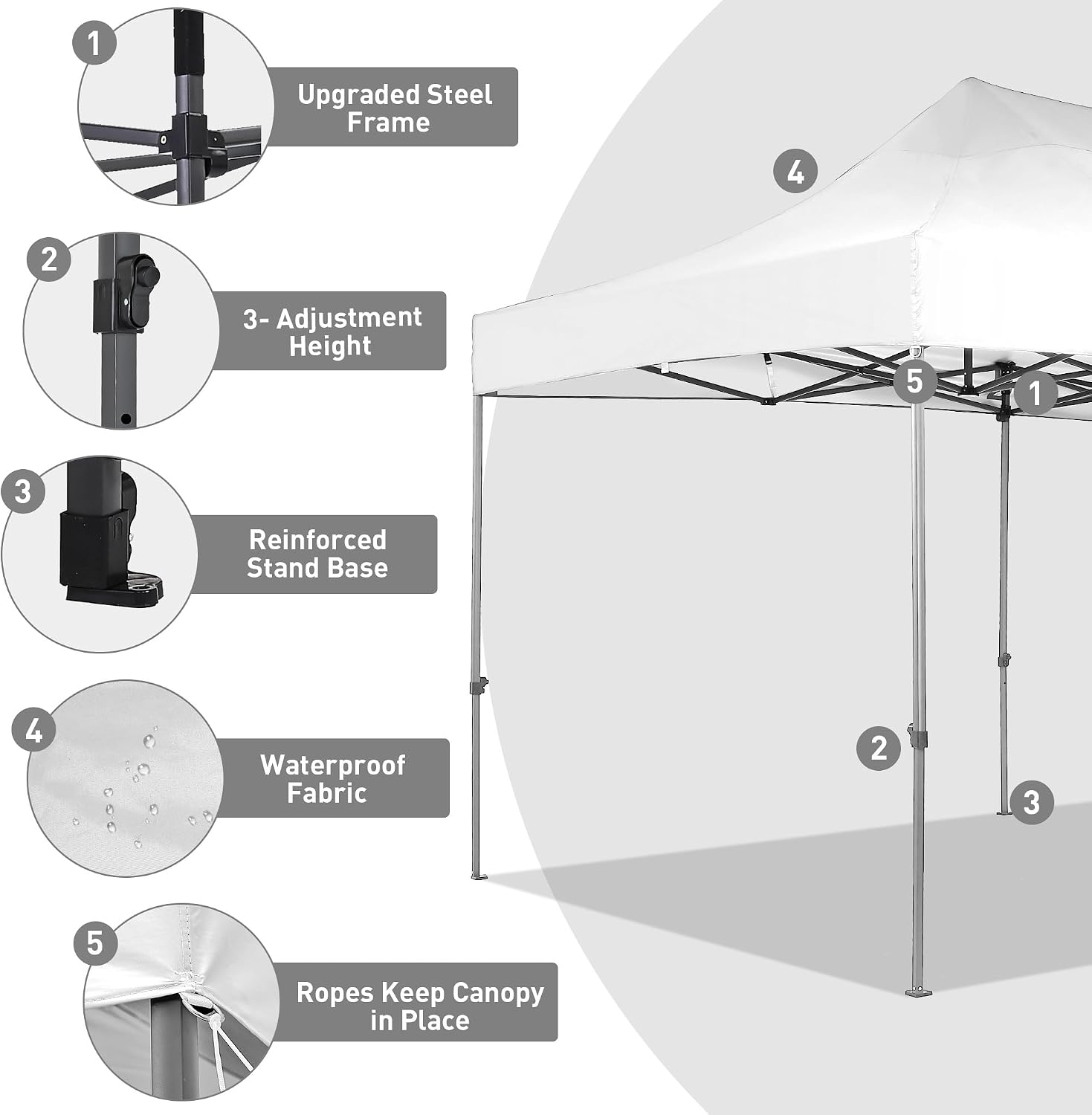 10 x 20 ft Outdoor Pop Up Canopy Tent, Wonlink Commercial Instant Sun Shelter Adjustable Folding Gazebo Party Waterproof Tent with 6 Removable Sidewalls,Heavy Duty Roller Bag.