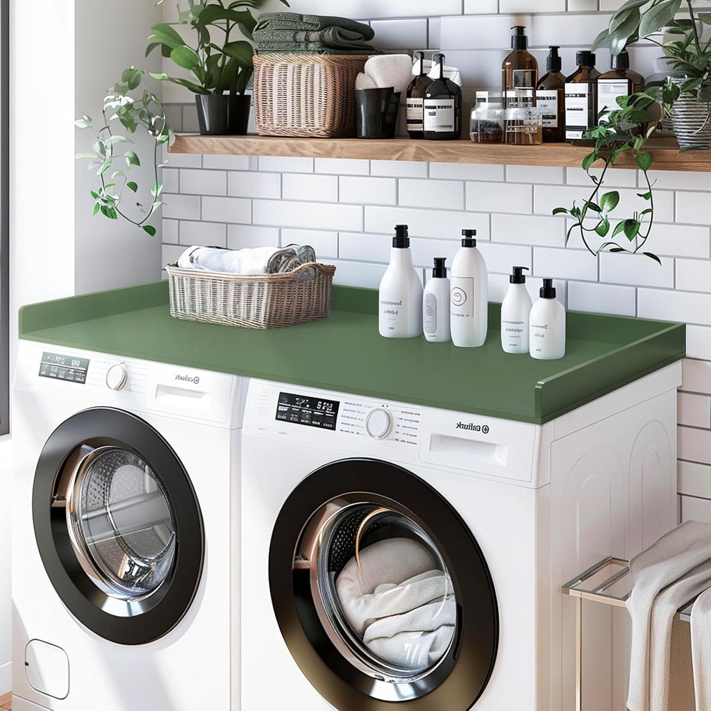 Gashell Washer Dryer Countertop, 27.5' x 54' Bamboo Washer and Dryer Countertop for Laundry Room Organization (Forest Green)