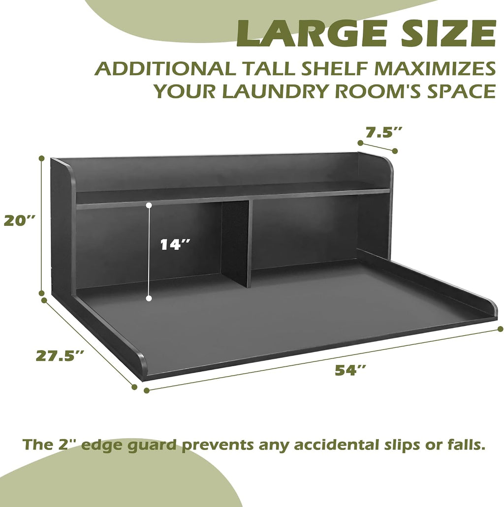 Royxen Laundry Countertop with 20' Shelf Universal Fit, Washer and Dryer Countertop with Storage Space, Black