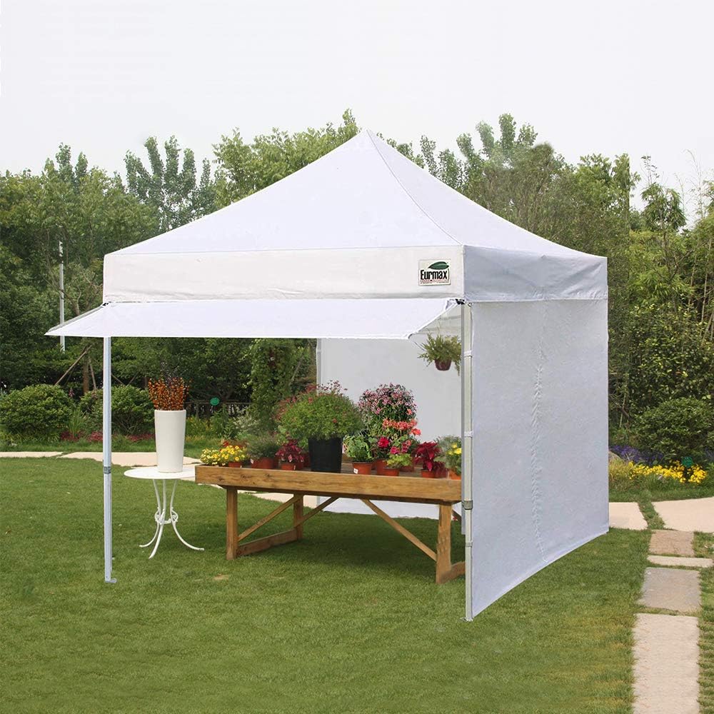 Eurmax USA 10x10 Pop Up Canopy,Commercial Tent with Patented No-Tip Rolling Bag,24sqft Extension Awning & 4 Zippered Removable Walls,UV & Water Resistant,Heavy Duty Instant Shelter Gazebo,Red
