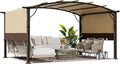 HAPPATIO 10' x13' Outdoor Retractable Pergola, Aluminum Pergola with Canopy Fixed in Various Positions, Arched Patio Top with Sun Shade Canopy Metal Frame for Backyards, Gardens, Patios (Brown)