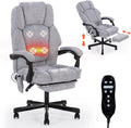 Massage Office Chair with Foot Rest,High Back & Heat 6 Vibration Points, Executive Desk Chair,Big and Tall Office Chair 400lbs, Comfortable Ergonomic Reclining Managerial Chair, Grey