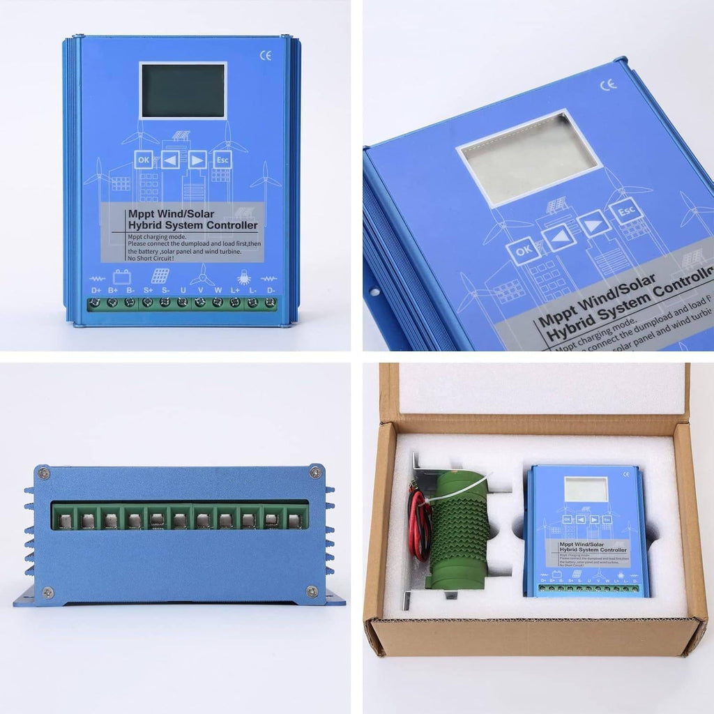 Wind Solar Hybrid Charge Controller 6000W, Wind and Solar Hybrid System Mppt Charge Controller 5000W with Dump Load Wind Turbine Generator Solar Panel Voltage Regulator 12V/24V/48V,6000W-48V