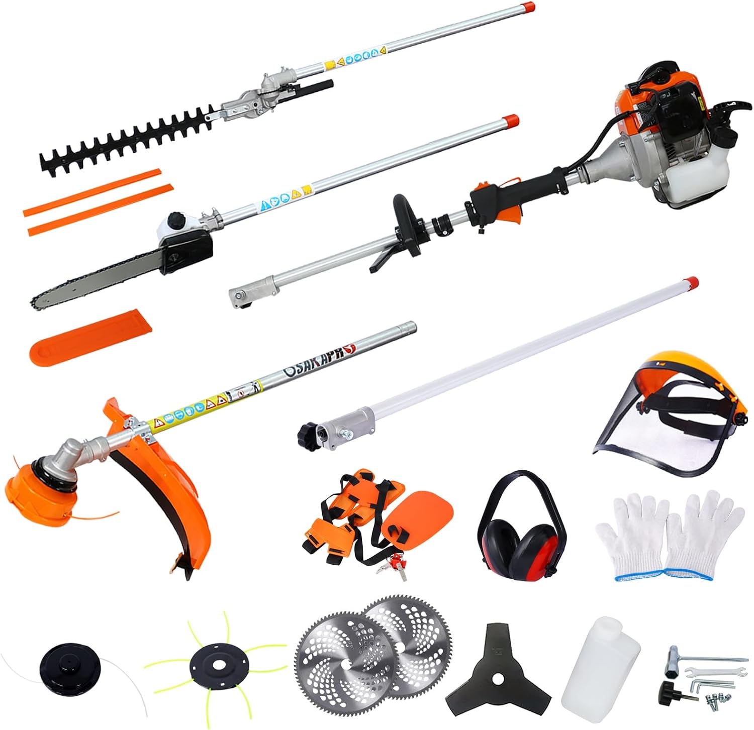 52cc 2-Cycle Gas Multi-Trimmer | 12-in-1 String Trimmer w/Rotatable 40' Pole Saw, Weed Eater Weed Wacker, Brush Cutter & Hedge Trimmer Gas for Lawn, Yard, Garden Care, All-in-one Garden Tool