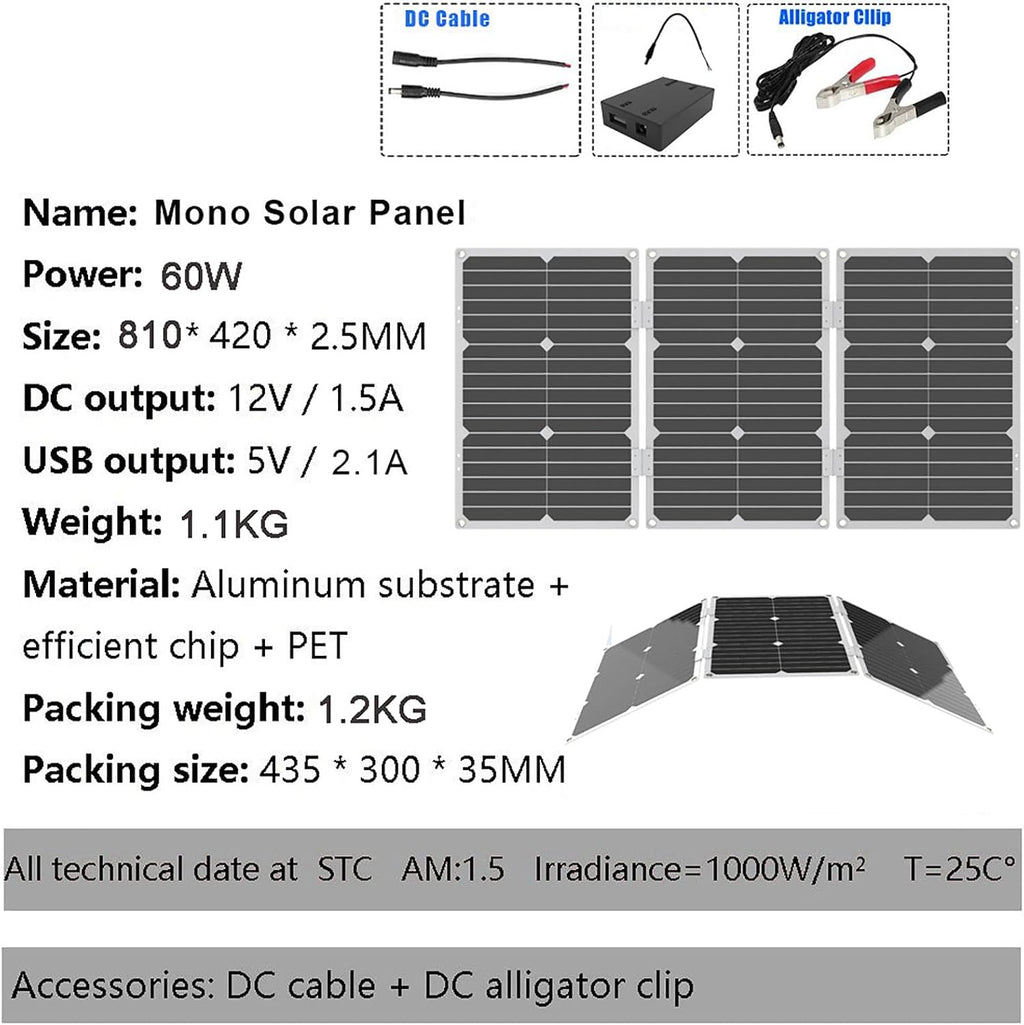 3000W Solar Power System with 60W Waterproof Panel & 30A Controller - for Home & RV Emergency Energy Needs(110V)
