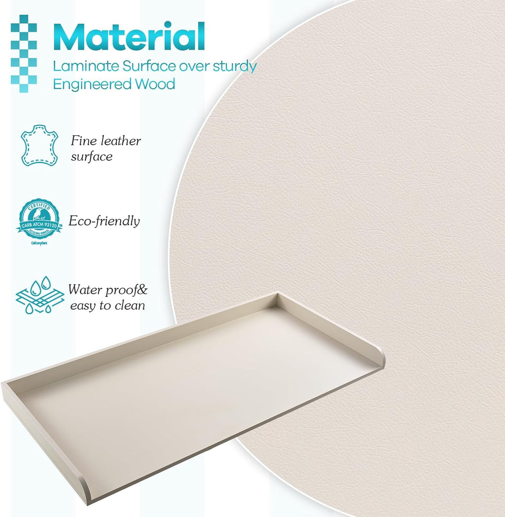 Kaboon Washer Dryer Countertop, Melamine Countertop with Edge Rails - 27.5' Depth x 54' Width Laundry Room Organization, Beige Leather