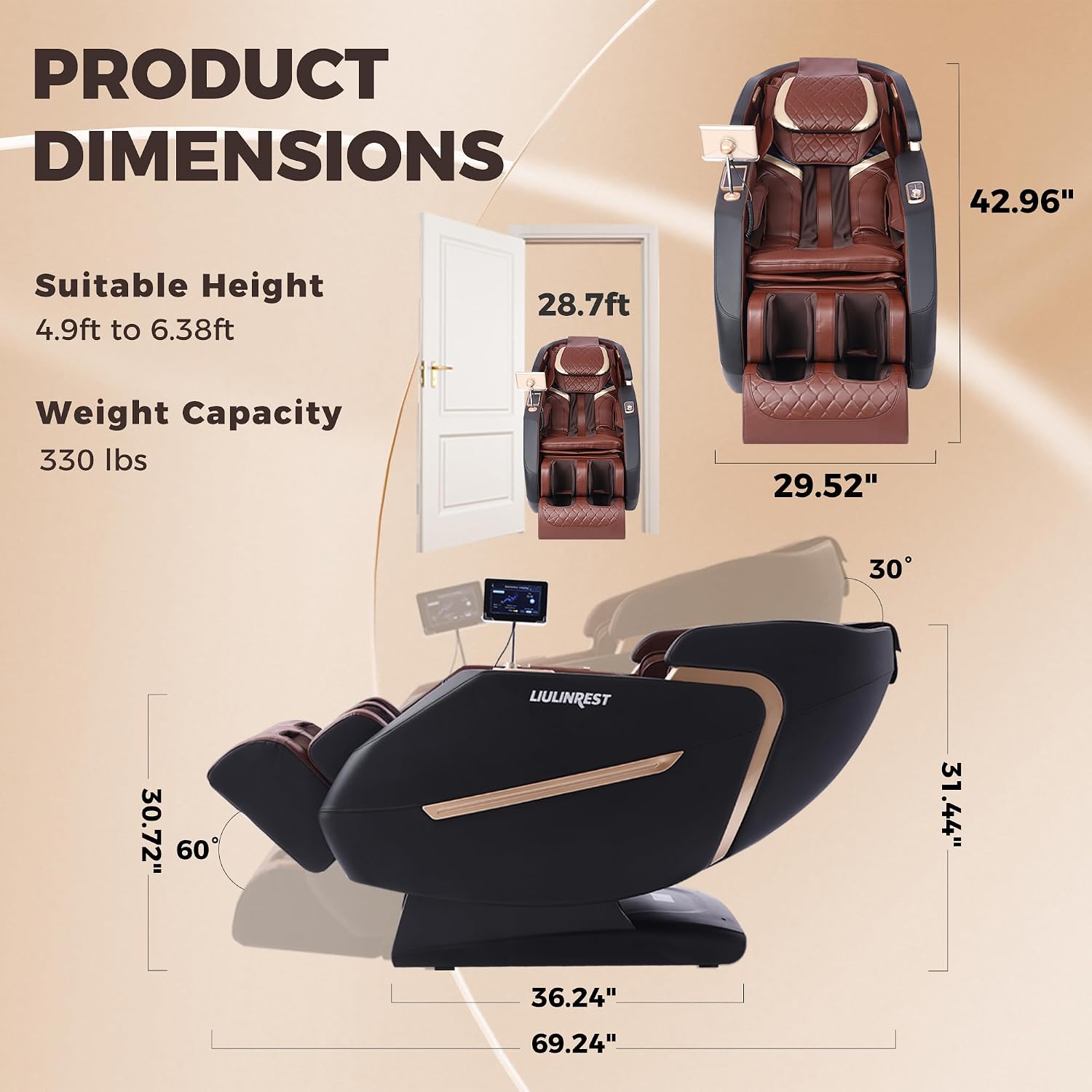 2026 4D Massage Chair Full Body, Zero Gravity Massage Chair with SL-Track & Heating, Massage Shiatsu Recliner Chair with Smart Voice Control, Touchable Screen, Airbags (Brown)