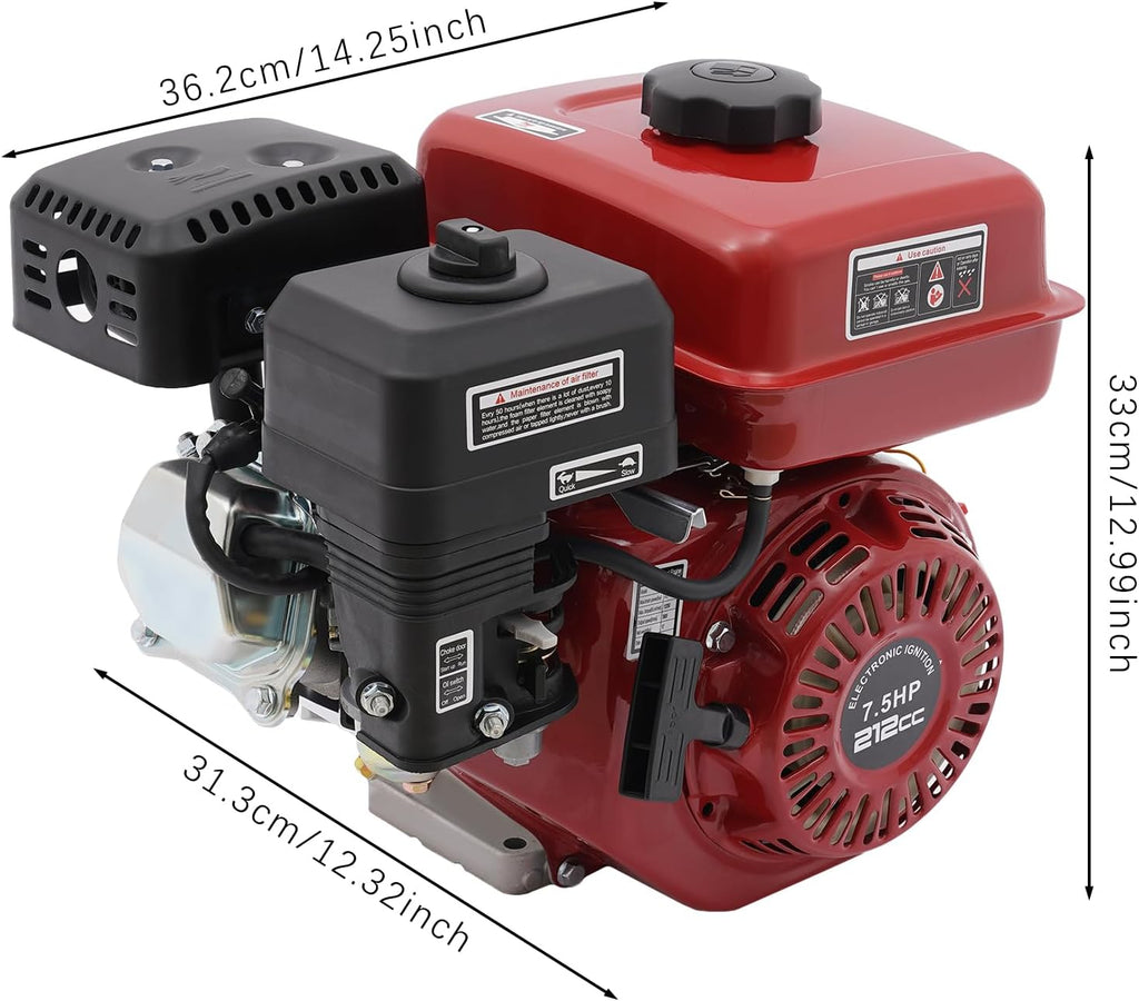 4-Stroke Gas Powered Engine,212cc Pull Start Petrol Engine w/Fuel Tank,3000W 7.5HP Horizontal Air Cooled Home-use Gas Engine For Water Pumps,Vibrators,Generators,Puffers,Threshers etc.