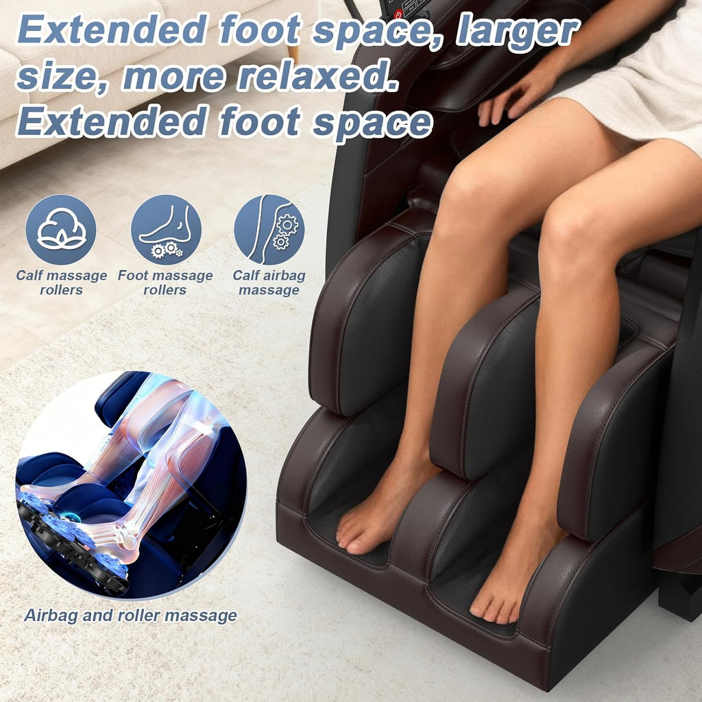 2026 Massage Chair Full Body, Zero Gravity Massage Chair with 16 Fix Rollers, Auto Massage Program, Foot and Calf Massage, Recliner Chair with Heating, Touch Screen Controller, Bluetooth Speaker