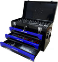 439-Piece Mechanics Tool Set, Household Tool kit with 3-Drawer Heavy Duty Metal Box, Portable Tool Box for Home/Auto Repair - Gift for Men - Blue & Black