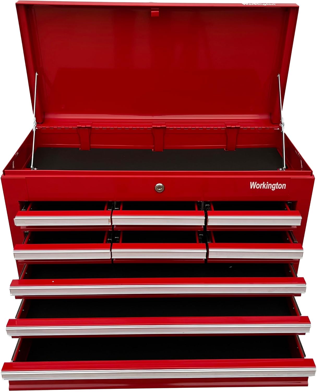 Workington Professional Industrial Portable Metal Tool Chest with 9 Drawers, 26' 9-Drawer Tool Chest Cabinet with Ball Bearing Drawer Slides, Steel Tool Storage Box Organizer 4016 Red