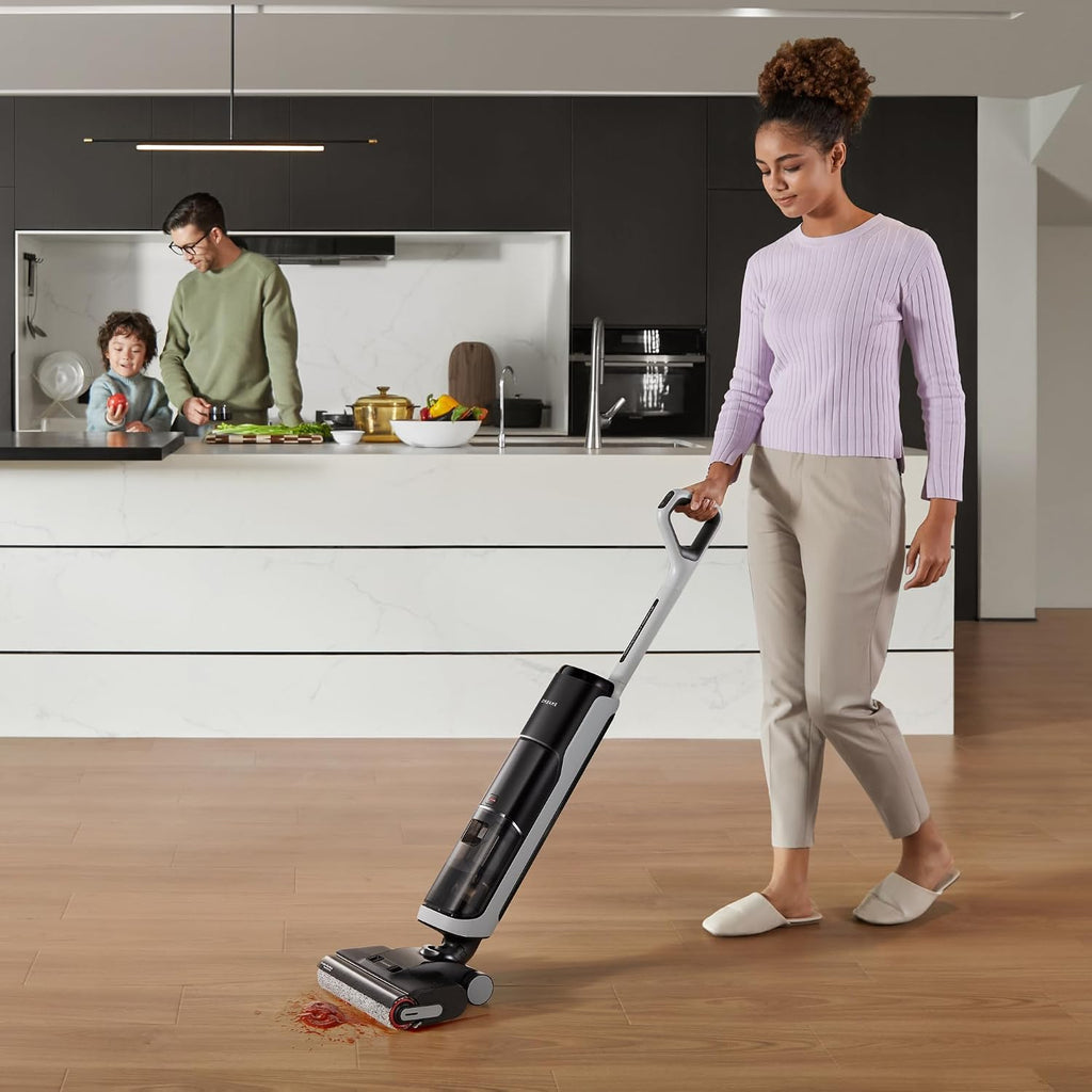 Dreame H14 Cordless Vacuum Mop, 180° Lie-Flat Wet Dry Vacuum cleaner, 140°F Brush Washing, Fast Hot Air Drying in 5Mins, Great for Sticky Messes (Renewed)