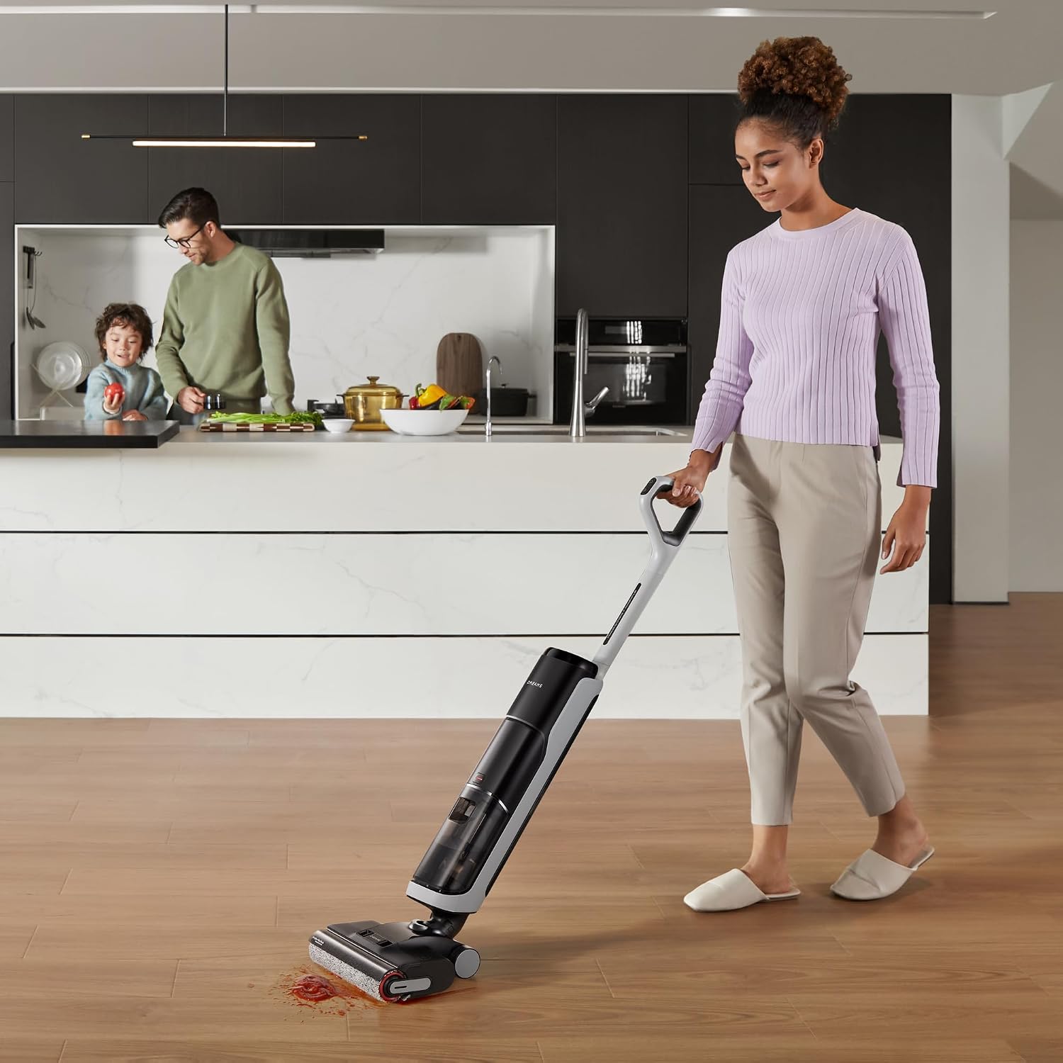 Dreame H14 Cordless Vacuum Mop, 180° Lie-Flat Wet Dry Vacuum cleaner, 140°F Brush Washing, Fast Hot Air Drying in 5Mins, Great for Sticky Messes (Renewed)
