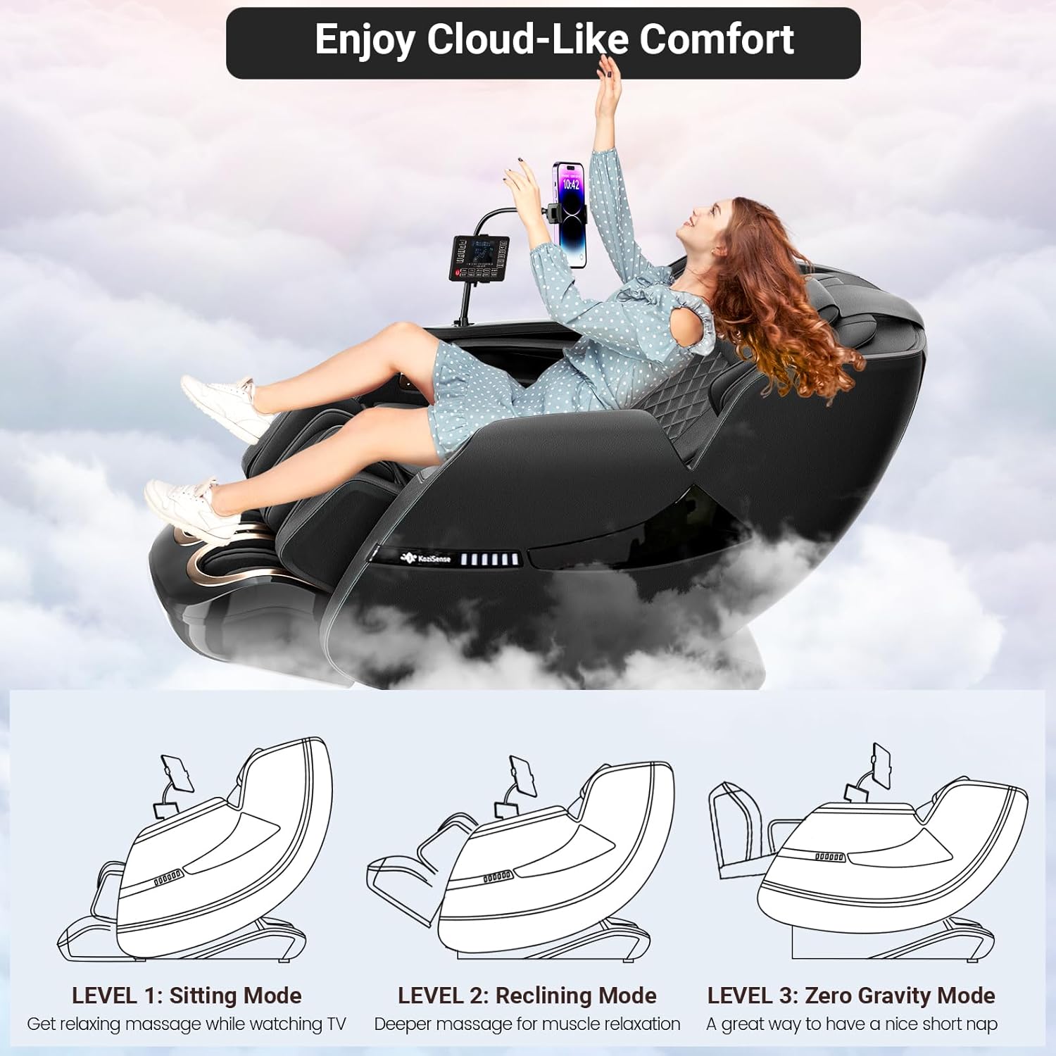 KoziSense A18 3D Massage Chair Full Body, Zero Gravity SL-Track Shiatsu Massage Recliner Chair with Heat, AI Control, Body Scan and Calfrest Extension (Upgraded)