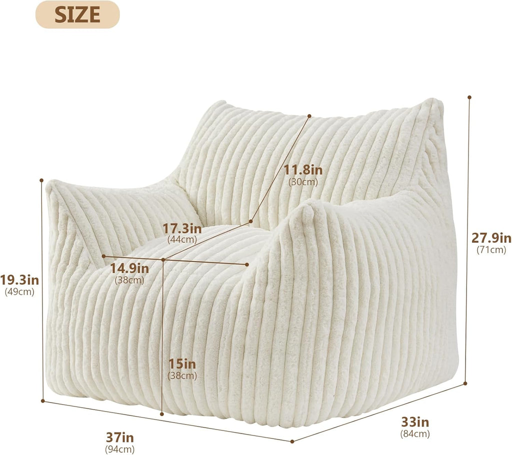 Achicsofar Giant Bean Bag Chairs for Adults Teens, Large Bean Bag Sofa Chairs with Filling Comfy Fuzzy BeanBag Chair with Armrests for Bedroom Living Room Reading