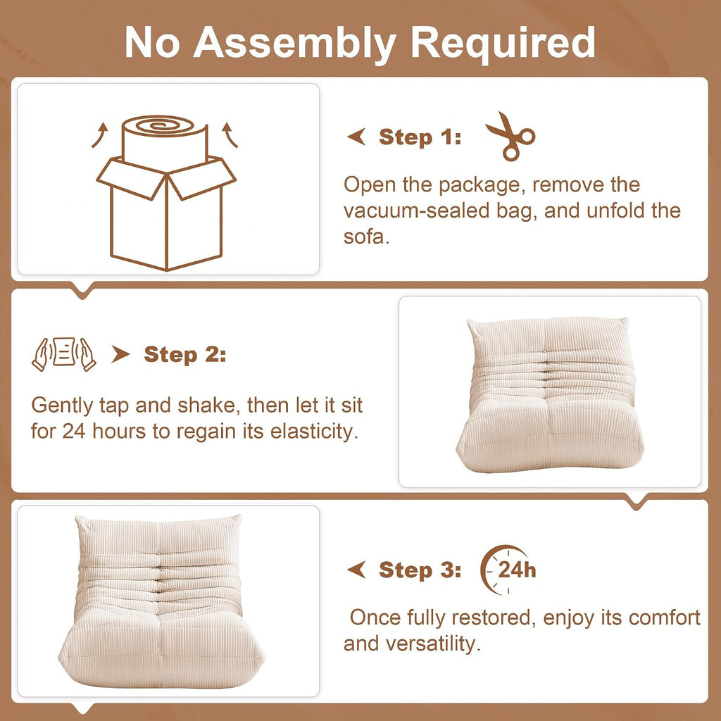 Bean Bag Chair for Adults, Giant Bean Bag Chairs with Lumbar Pillow, Oversized Corduroy Memory Foam Boneless Chair with High-Rebound, Lazy Floor Sofa for Reading Gaming Living Room Bedroom, Beige