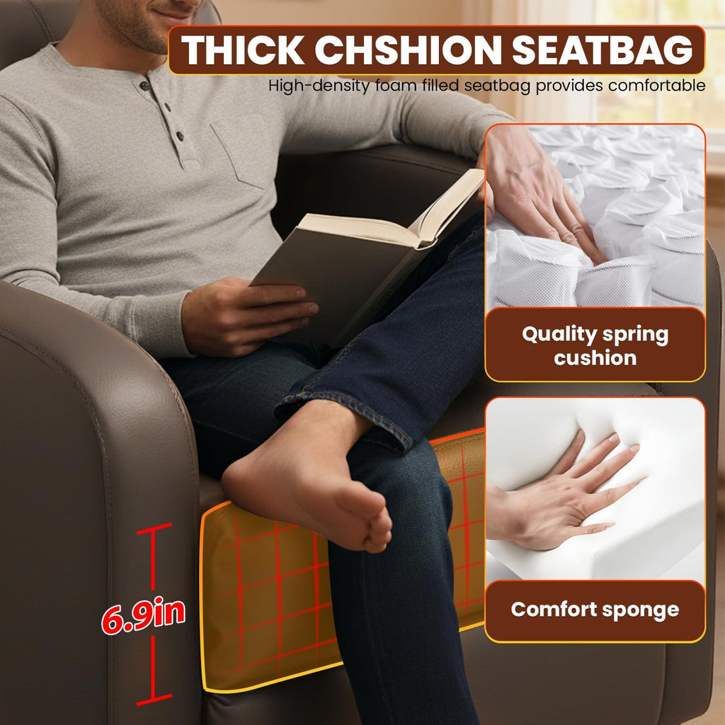 FDW Recliner Chair Reclining Sofa Leather Chair Home Theater Seating Lounge with Padded Seat Backrest