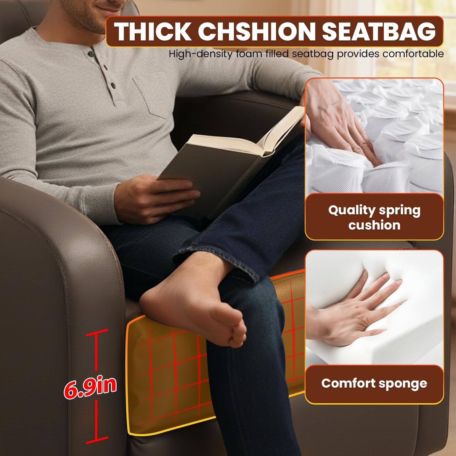 FDW Recliner Chair Reclining Sofa Leather Chair Home Theater Seating Lounge with Padded Seat Backrest