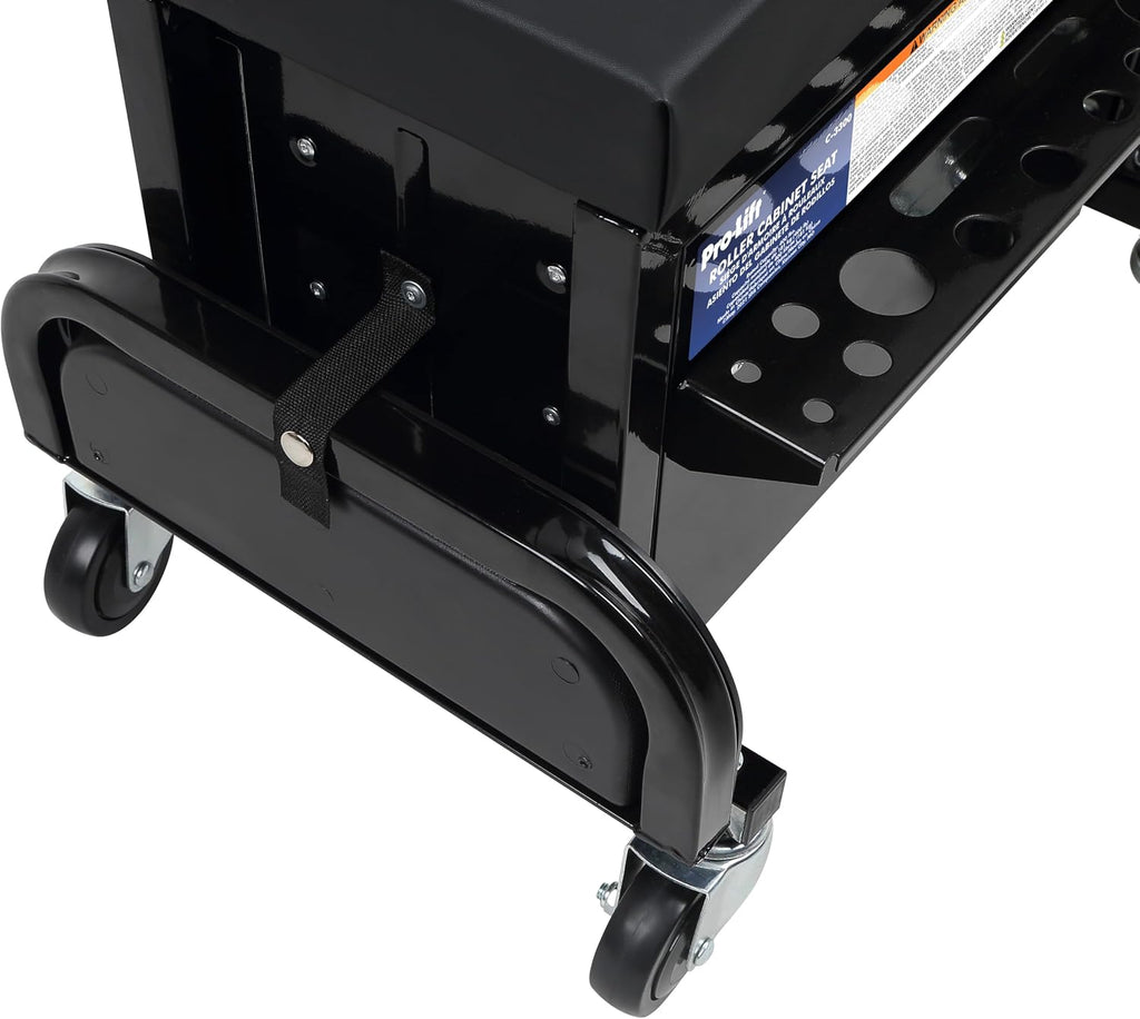 Pro-Lift Mechanic Roller Seat with Tool Box - 3-Drawer Rolling Tool Chest Stool with Padded Seat Cushion for Garage Creeper – 400 Lbs Capacity