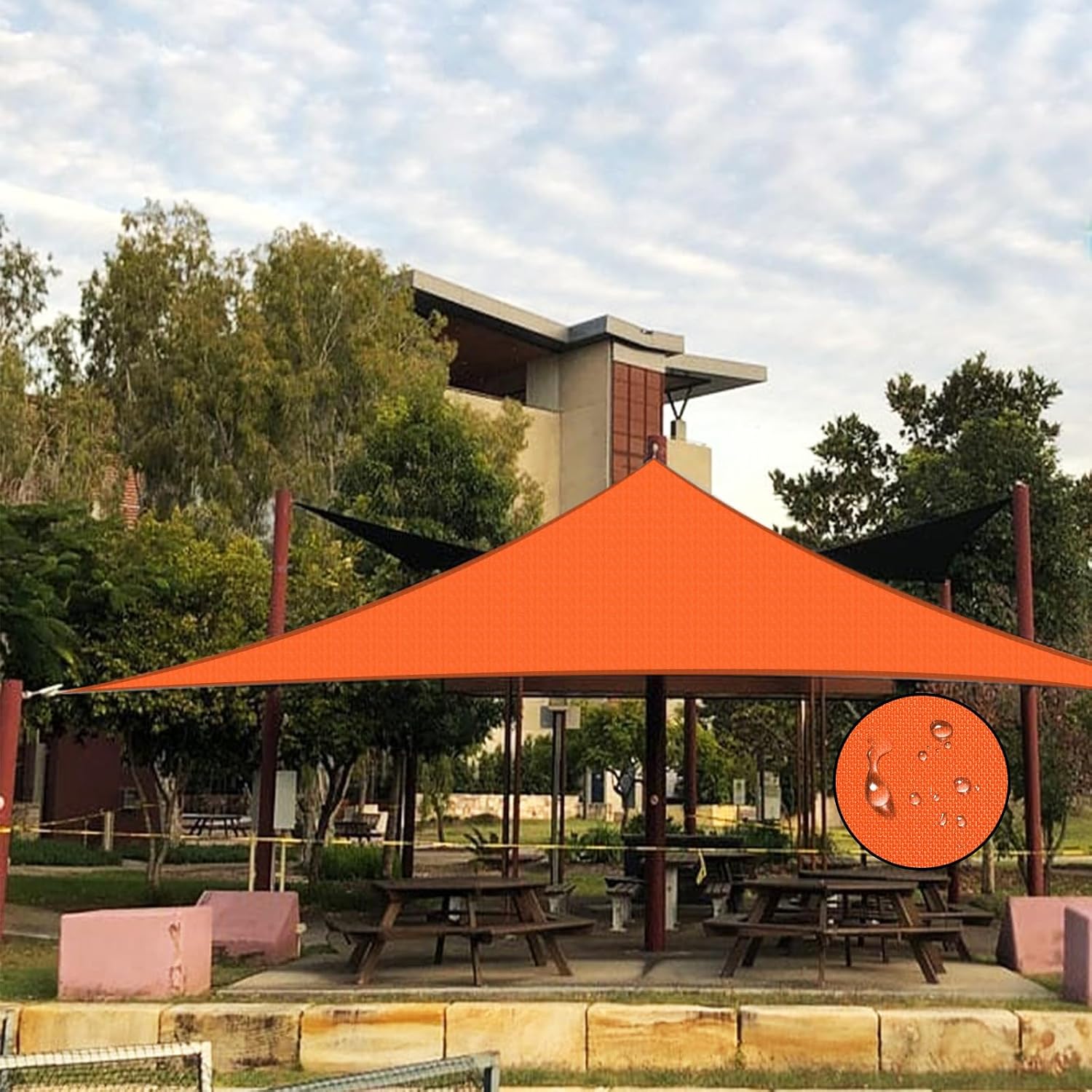 Terylene Waterproof Sun Shade Sail UV Blocker Sunshade Patio Equilateral Triangle Knitted 220 GSM Block Fabric Pergola Carport Awning 12' x 12' x 12' in Color Orange