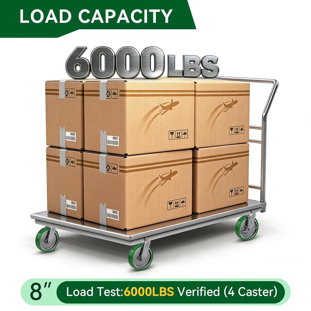 8x2 Heavy Duty Casters -Polyurethane on Aluminum Caster Wheel, Casters Set of 4 Heavy Duty with up to 6000LB Capacity- Widely Used in Tool Box,Workshop,Garage (2 Swivel &2 Rigid)