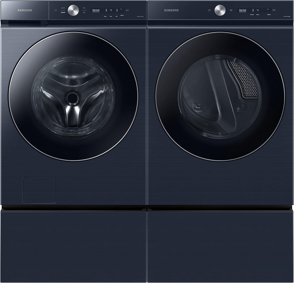 SAMSUNG 27-Inch Bespoke Front Load Washer Dryer Pedestal Stand w/ Pull Out Laundry Storage Drawer, WE502ND, Brushed Navy