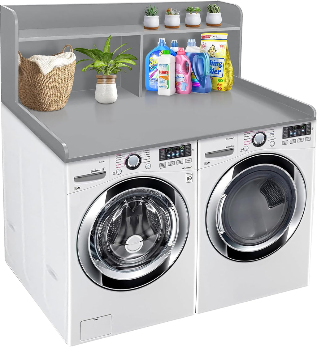 Royxen Laundry Countertop with 20' Shelf Universal Fit, Washer and Dryer Countertop with Storage Space, Gray