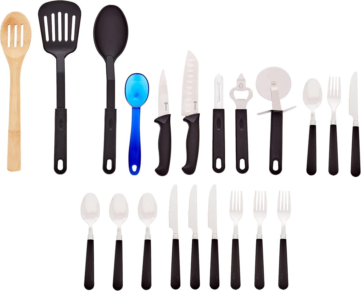 Gibson Home Back to Basics Nonstick Aluminum Cookware Set, 59-Piece, Black