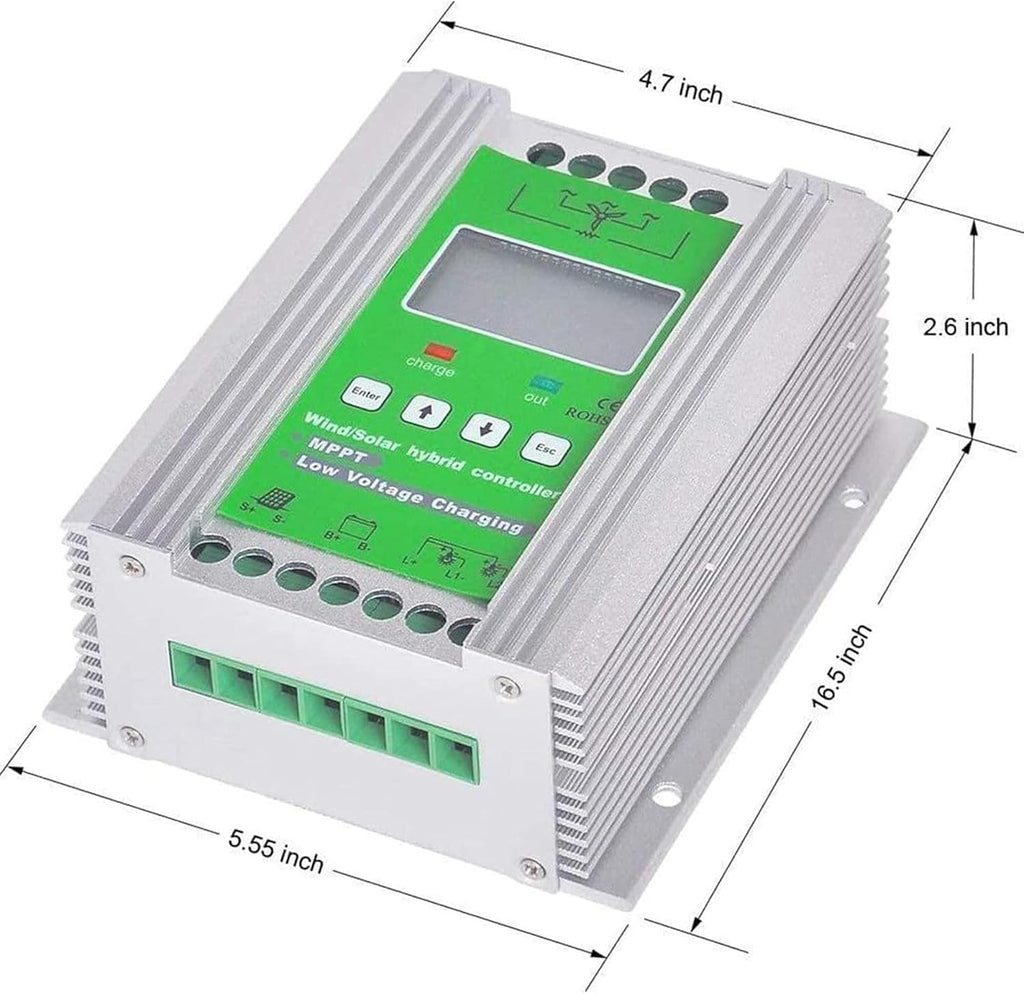 Wind Solar Hybrid Charge Controller 3000W-10000W, 12V/24V/48V Regulator MPPT Wind Solar Hybrid Boost Controller, for Wind Turbine Generator Charger Battery,48V-10000W