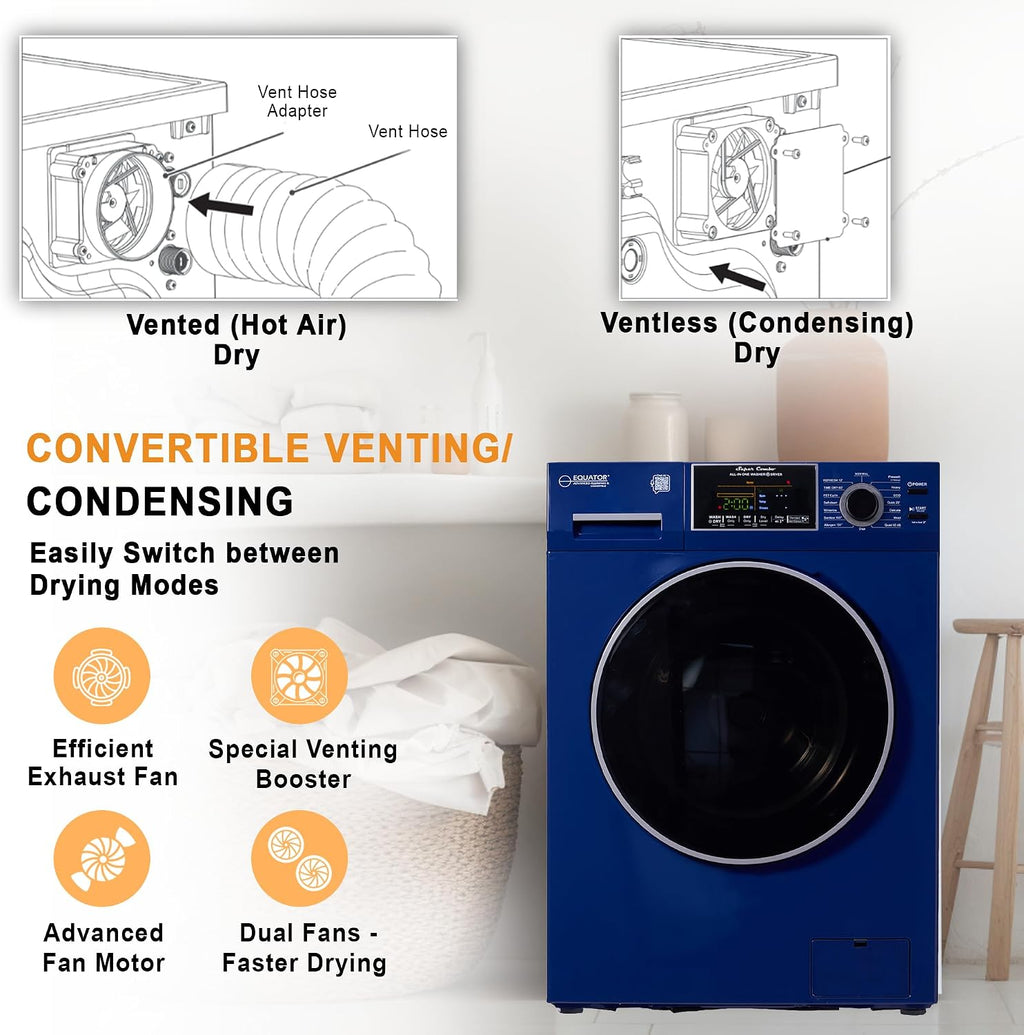 Equator All-In-One VENTED/VENTLESS Washer-Dryer 1.9cf/18lb 1400RPM 110V (Midnight Blue)