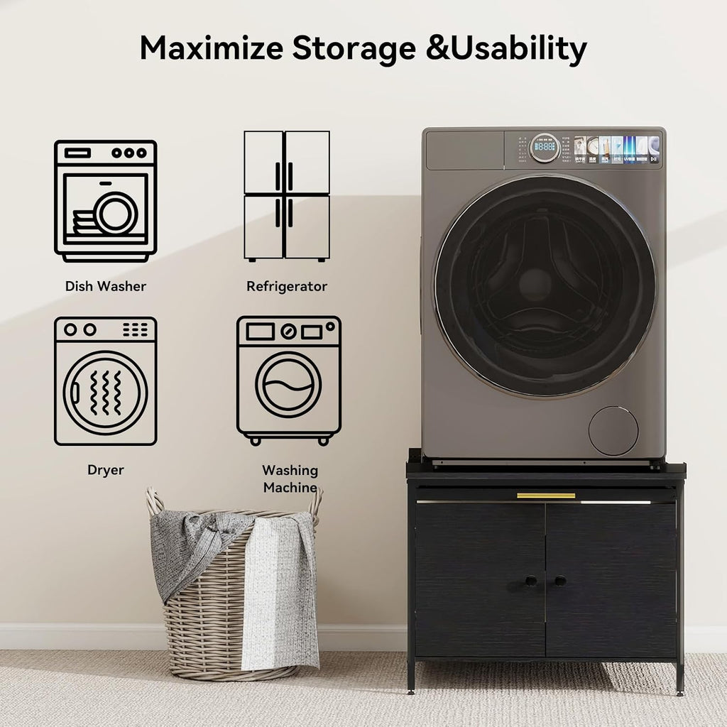 ZealWe 2 Pack Laundry Pedestal for Washer and Dryer, Heavy Duty 24' Universal Washing Machine Stand with Adjustable Feet and 4 Panel Corner, 700LBS Capacity, Fit Anti-Vibration Design, Set of 2