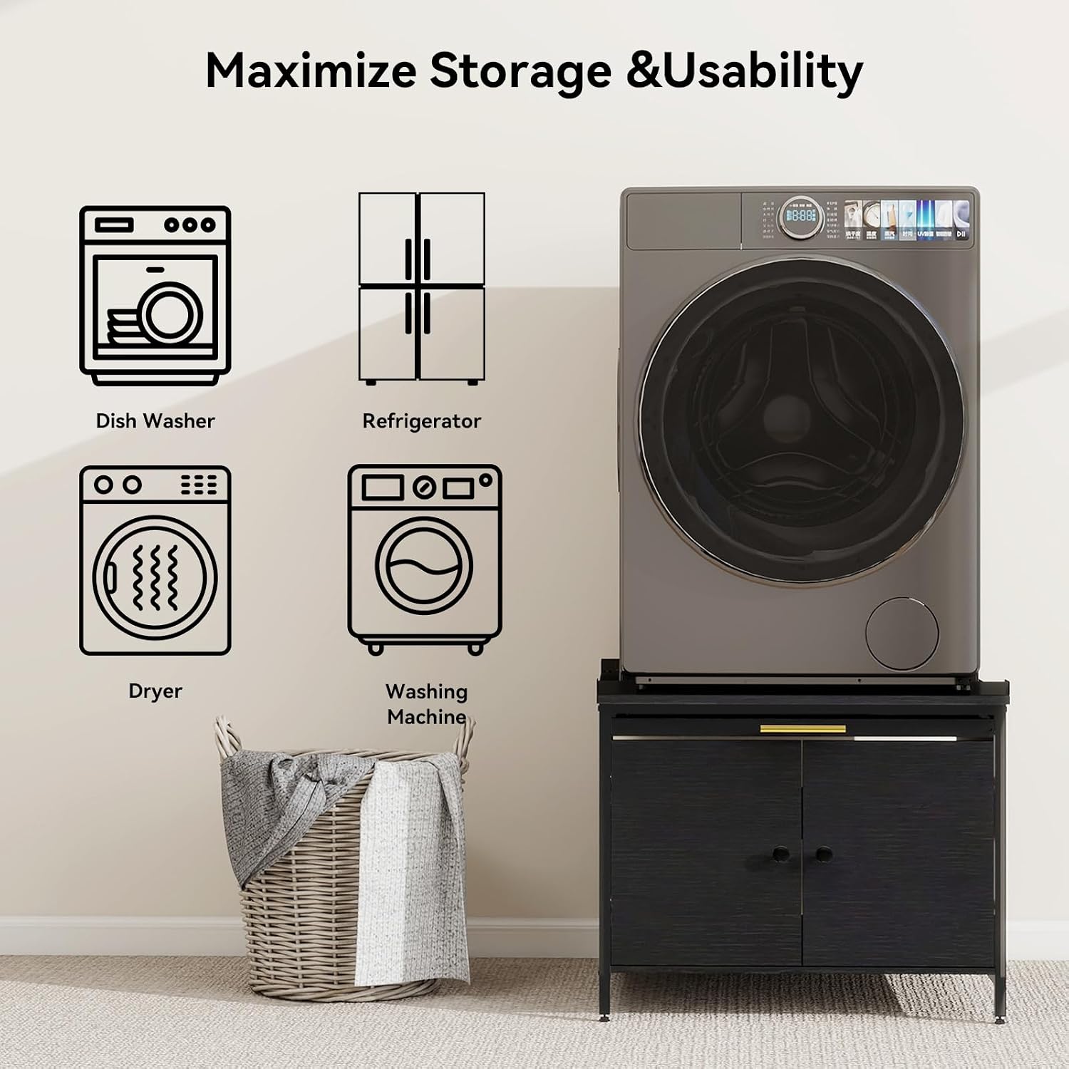 ZealWe 2 Pack Laundry Pedestal for Washer and Dryer, Heavy Duty 24' Universal Washing Machine Stand with Adjustable Feet and 4 Panel Corner, 700LBS Capacity, Fit Anti-Vibration Design, Set of 2