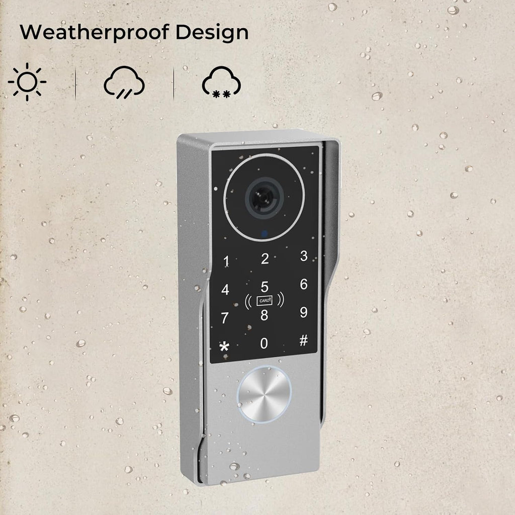 2-Wired key pad Video Intercom System with keypad,doorbell with monitor Dual 7'' Touch Screen, 1080P HD Camera, Passcodes Unlock, Night Vision, Tuya app, Waterproof, for Front Gate Apartment Home