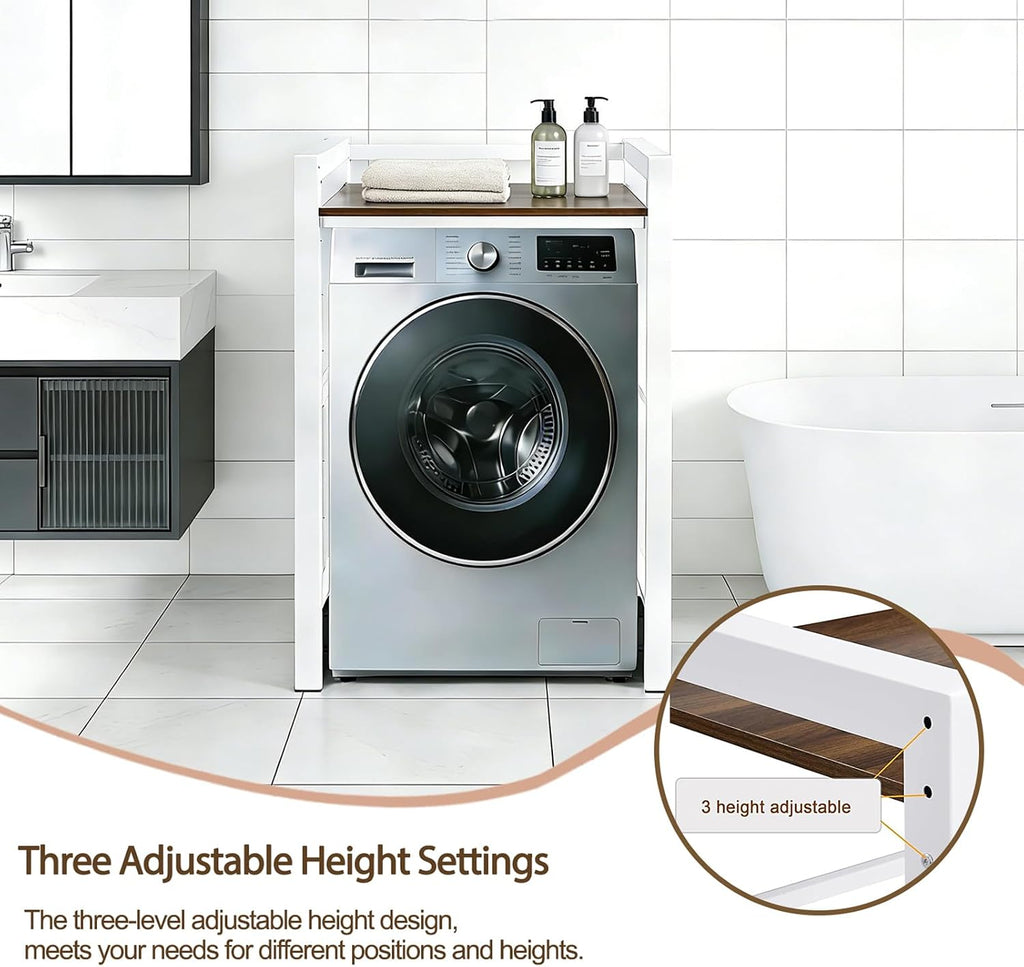 Washer Dryer Stacking Rack, 771lbs Capacity Heavy Duty Washer and Dryer Stacking Stand, 3 Adjustable Height Washing Machine Shelf forLaundry Rooms Bathrooms Balconies (White)