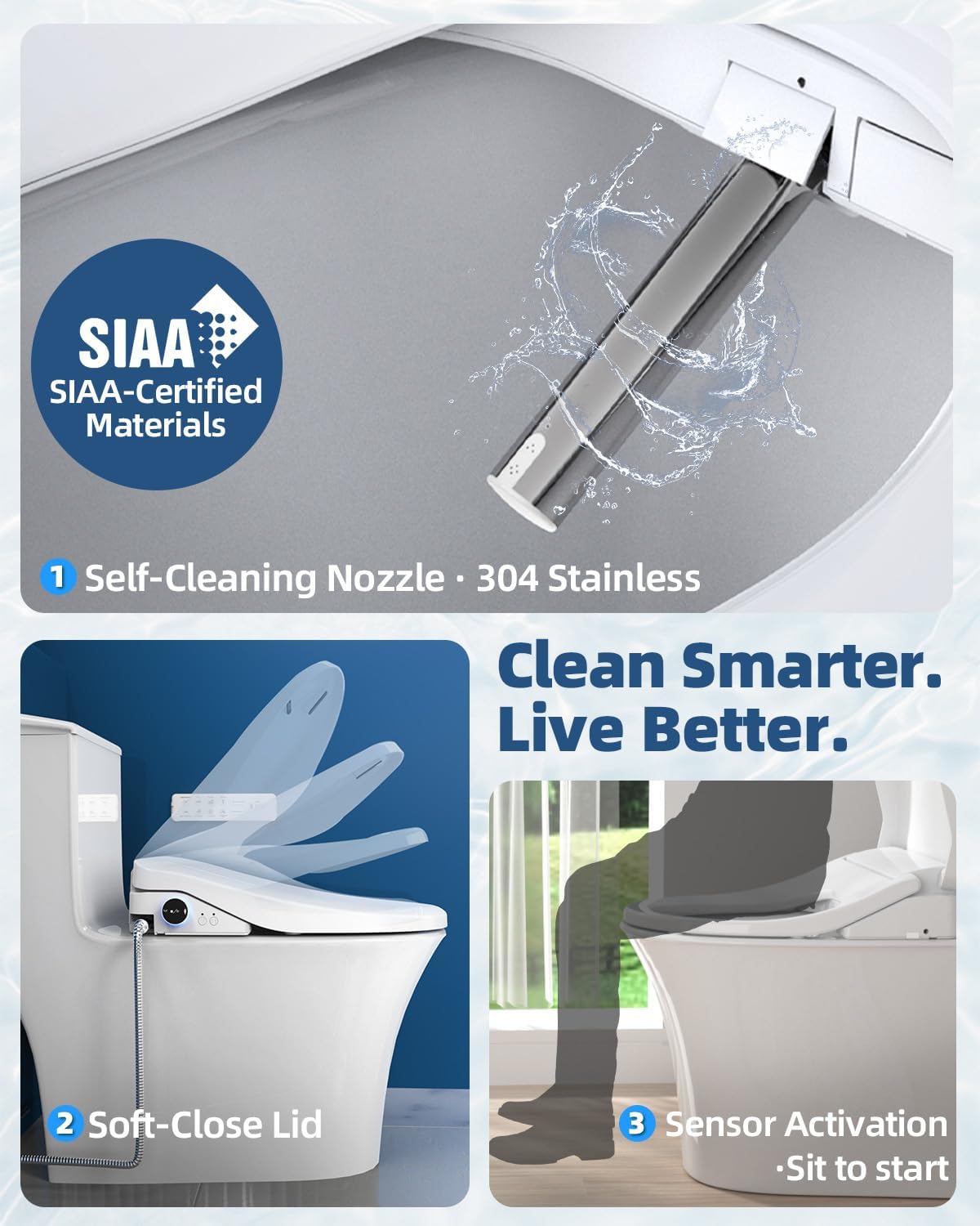 Electric Bidet Toilet Seat, Heated Toilet Seat Elongated with Instant Warm Water & Dryer, Feminine & Front Rear Wash, Wireless Remote, Self-Clean Nozzle, Slow Close Lid, Upgraded Silent ECO Child Mode