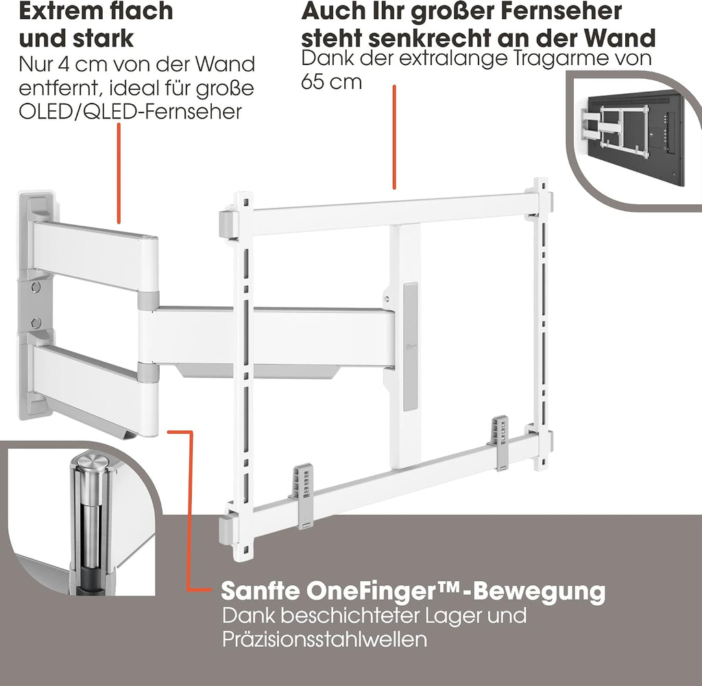 Vogel's TVM 5645 Full-Motion Ultra-Thin TV Wall Bracket for 40-77 inch TVs, Max. 45 kg, Swivels up to 180°, Full-Motion TV Mount max. VESA 600x400, Universally Compatible