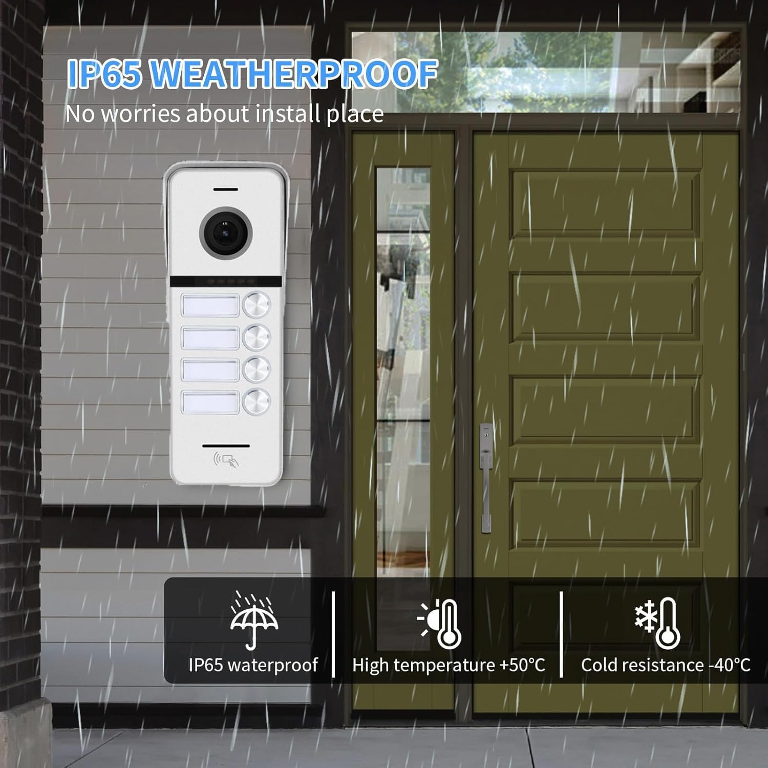 Wired Apartment Video Doorbell Intercom System,4 Units Touch Screen WiFi Monitor,Wireless Video Door Phone Kit,Indoor Outdoor Support Monitoring,Unlocking for Home Vally (7 inch Black Monitor)