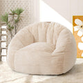 Giant Bean Bag Chair, Lazy Sofa Bean Bag for Teens Adults, Shell Shaped Big Comfy Sofa with Armrests for Bedroom Living Room, Bean Bag Lazy Chair for Gaming, Reading - Beige