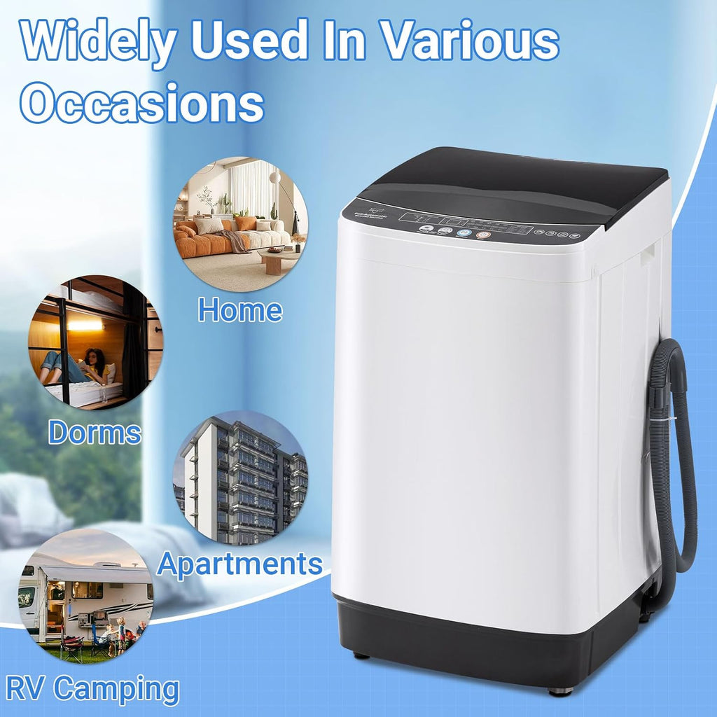 Erivess 2.0 Cu Ft Compact Washing Machine, 16 lbs Portable Washing Machine with 8 Wash Programs, Compact Laundry Washer for Homes & Apartments, Dorm, Small Spaces