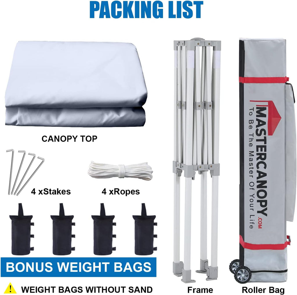 MASTERCANOPY Pop Up Canopy Tent Commercial Grade Instant Shelter (5x5, White)