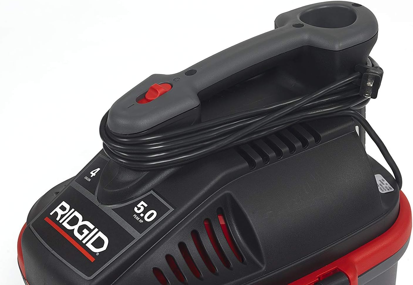 RIDGID 50313 Model 4000RV 4-Gallon Portable Wet and Dry Compact Vacuum Cleaner with 5.0 Peak-HP Motor, 4 gallon, Red
