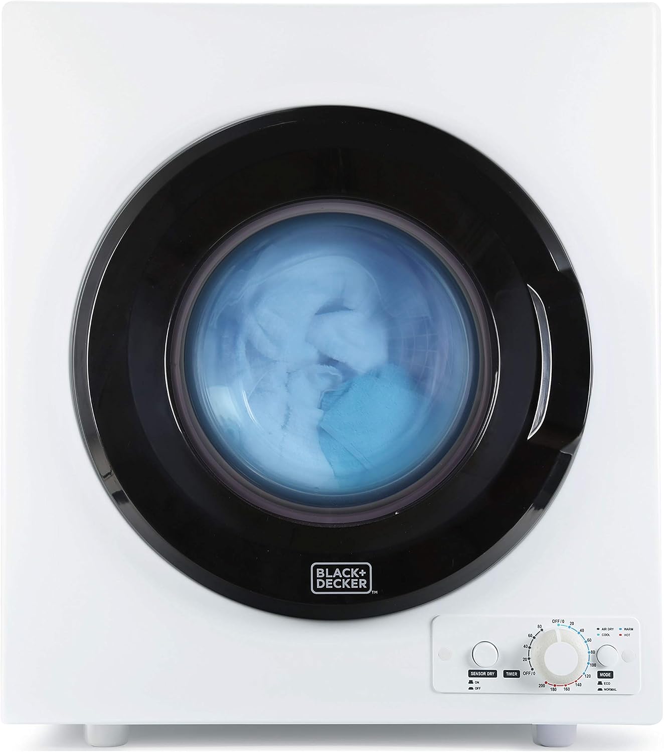 BLACK+DECKER BCED26 Compact Dryer for Standard Wall Outlet, Small, 5 Modes, Load Volume 8.8 lbs., White