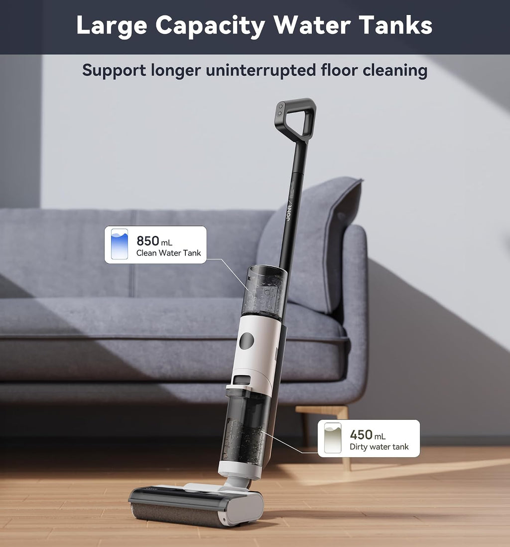 JONR ED12 Wet Dry Vacuum Cleaner,Cordless Floor Cleaning Suitable for Combination of Hard Floor Vacuum Cleaner and Mop,one click self-cleaning,0.1 inch Edge Cleaning,Easy to Clean Dust,Spills,Pet Hair
