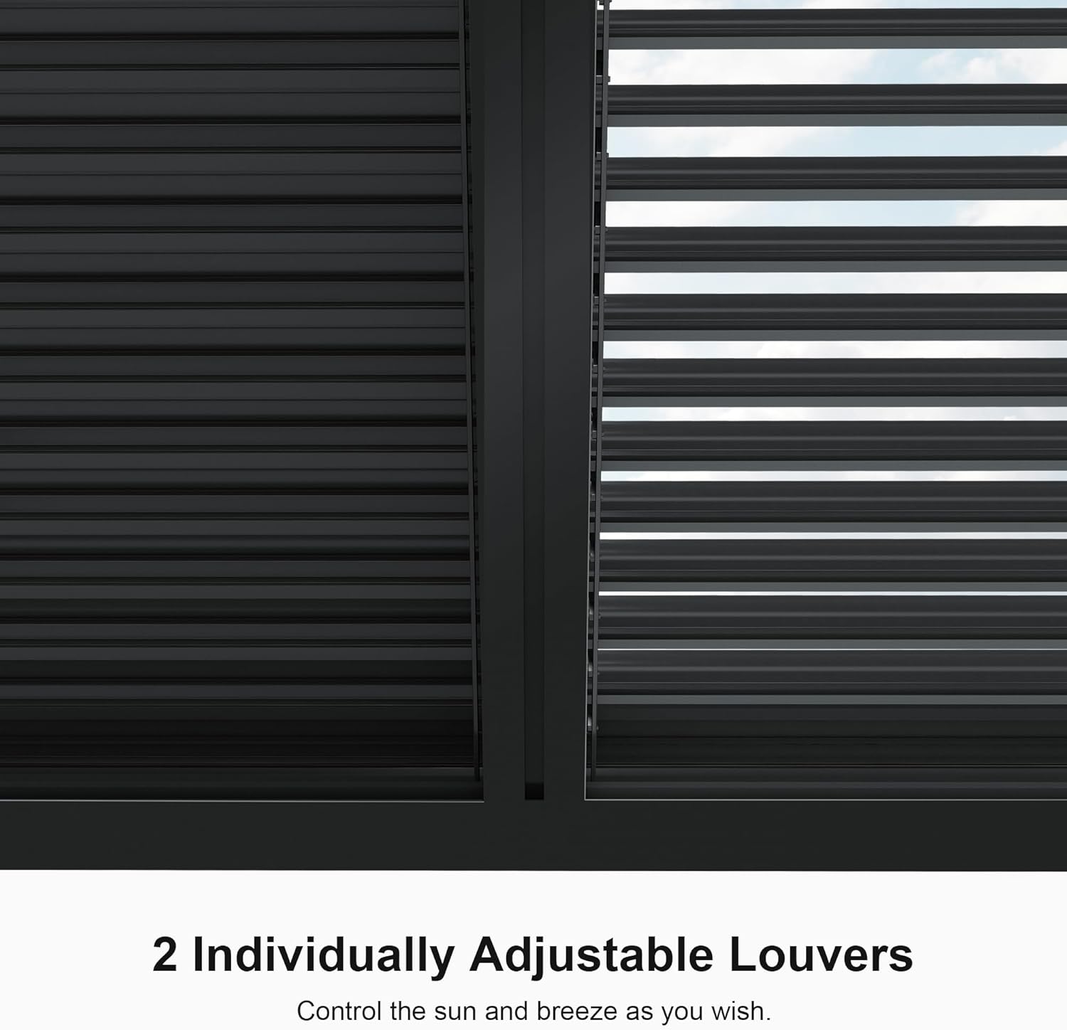 PURPLE LEAF Louvered Pergola 94AS 10' x 14' Outdoor Aluminum Pergola with Two Independently Adjustable Roof with 24 Light Bulbs for Backyard Garden