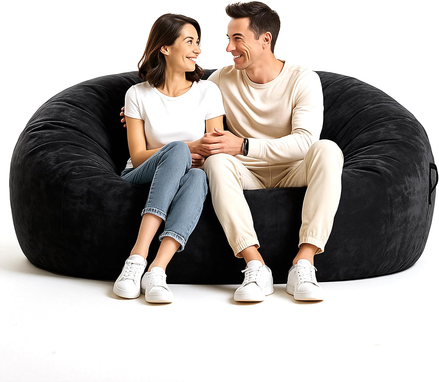 Codi 6FT Bean Bag Chair for Adults – Oversized Foam Floor Lounger with Washable Cover – Comfy Seating for Living Room, Dorm, or Media Room – Black