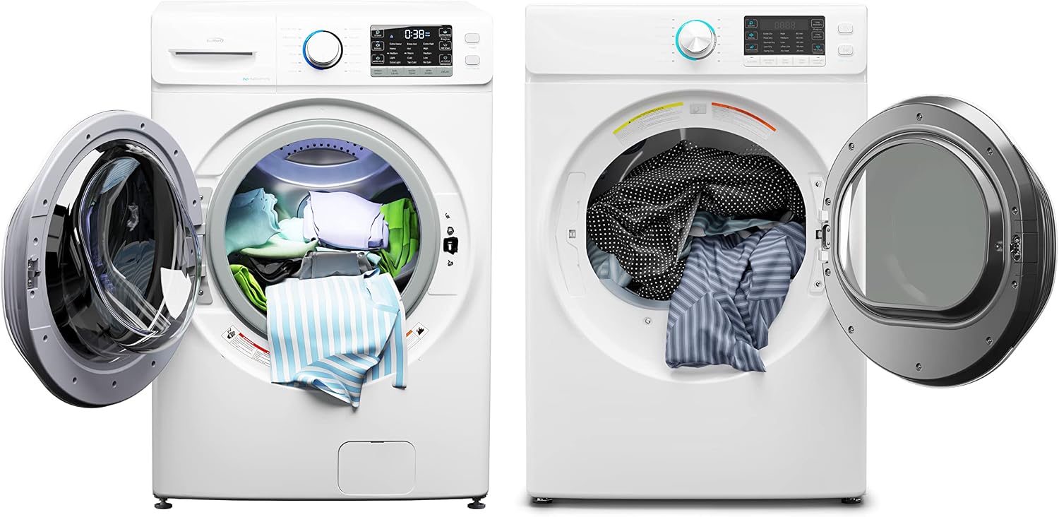 KoolMore Large Capacity Washer + Dryer Bundle - 4.5 Cu. Ft. Front Load Washing Machine [120V] (FLW-5CWH) + 8 Cu. Ft Front Load Dryer [240V] (FLD-8CWH)